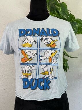 Disney Donald Duck Crop Tee Vintage Comic Strip Mickey & Friends Talla M